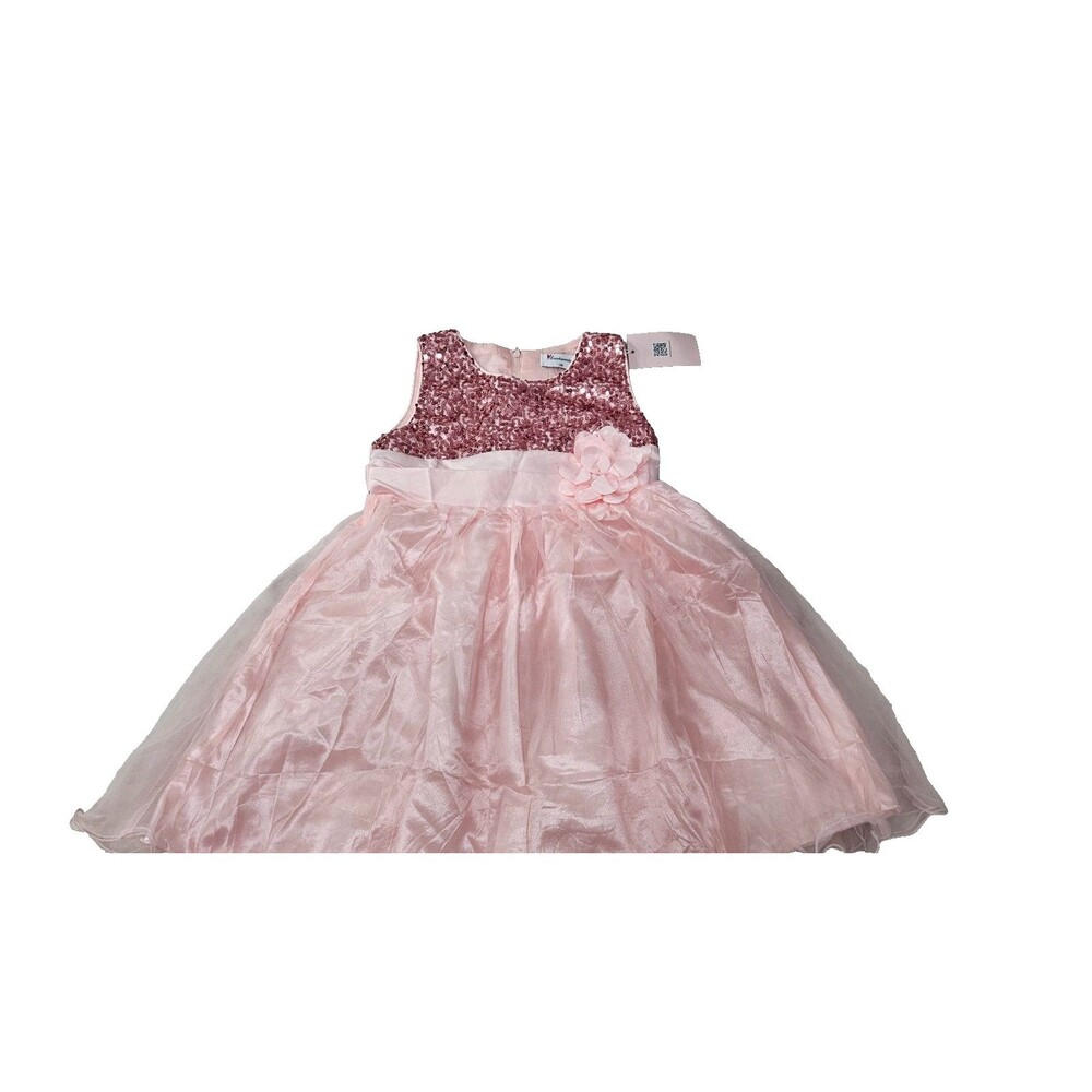 NWT Acecharming Pink Floral Sleeveless Round Neck Back Zipper Girls Dress Size M